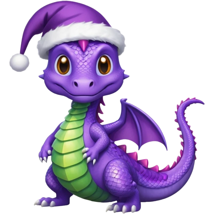 Purple dragon ,Christmas Hat emoji