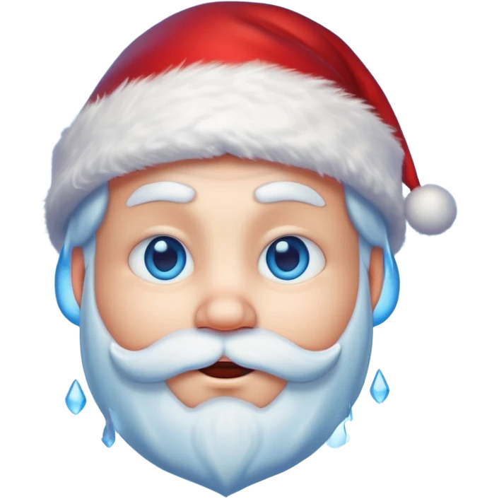 Fantasy human portrait emoji, Santa Claus hat slightly frosted, icy winter face with red candlelight reflection in eyes, cold blue lighting, subtle festive contrast, emotional minimalism, clean readable emoji style, male/female variant
 emoji