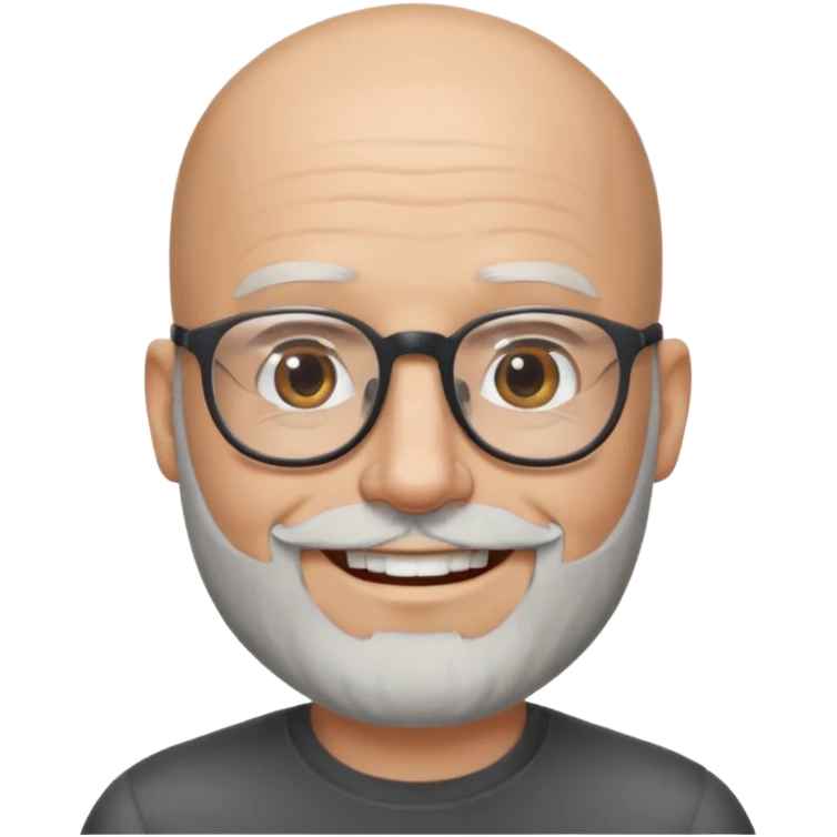 Bald man with salt and pepper beard and glasses emoji