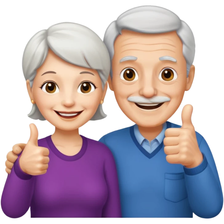 elderly man and woman giving a thumbs up emoji