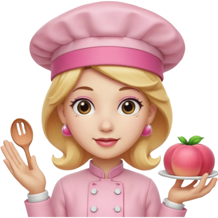 Pink chef hat princess peach with a hand emoji
