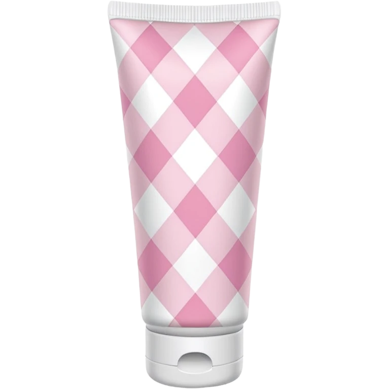 Light pink and white argyle quilt printed lotion tube with pink cap emoji