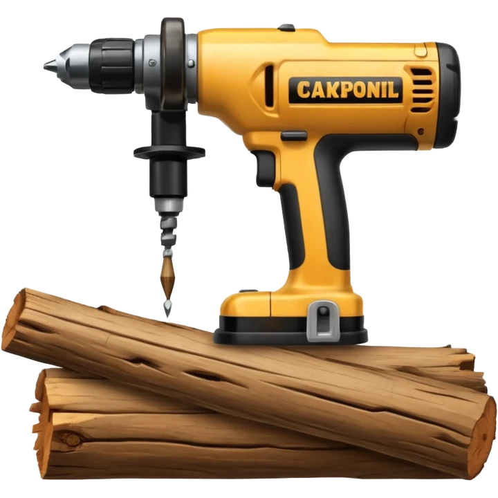 carpenter drill with wooden log emoji