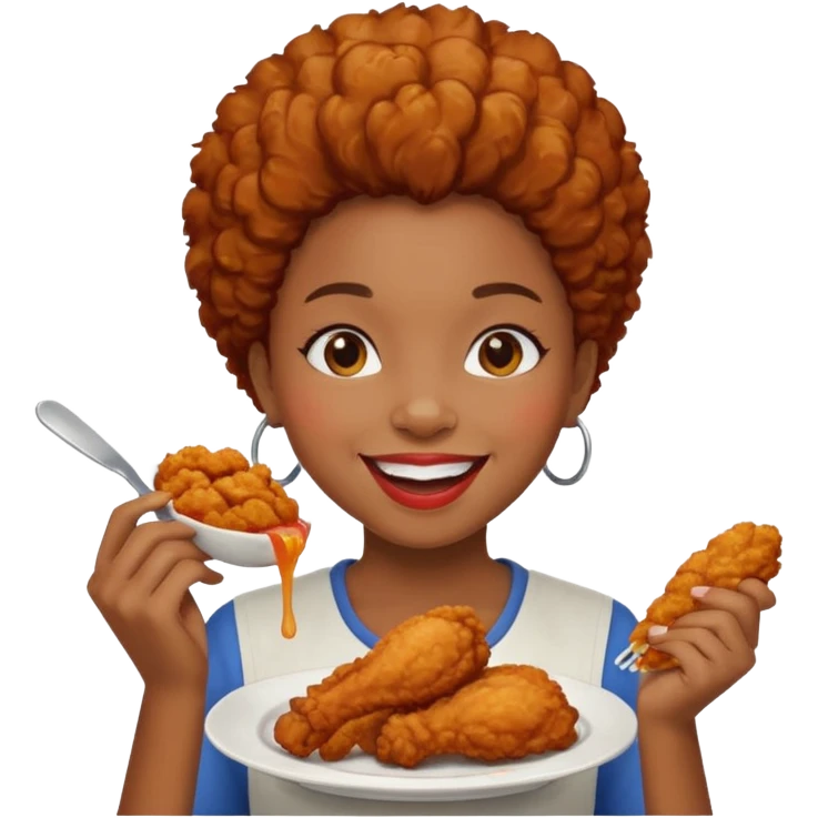 Black girl eating fried chicken  emoji