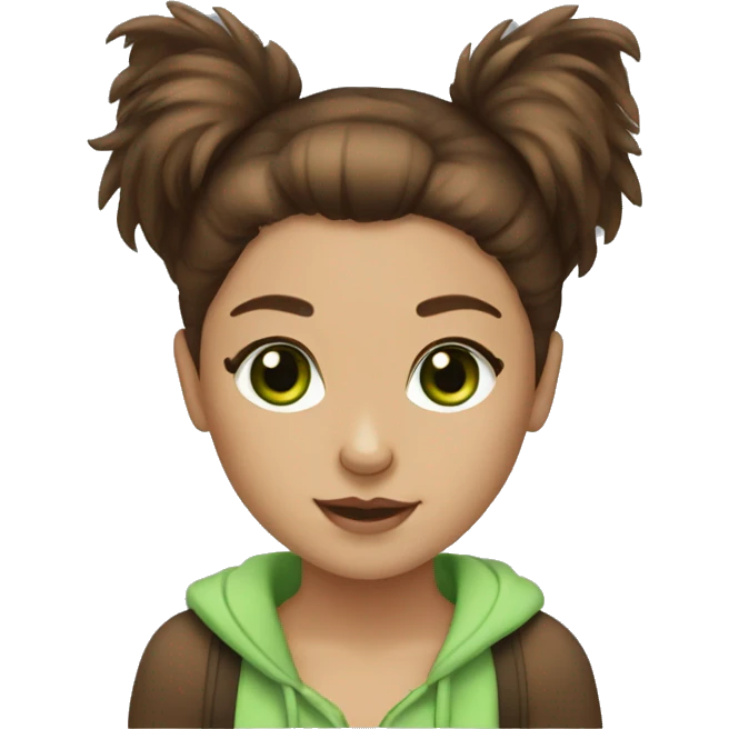 Girl with brown hair, green eyes and write shpic  Pomeranian  emoji