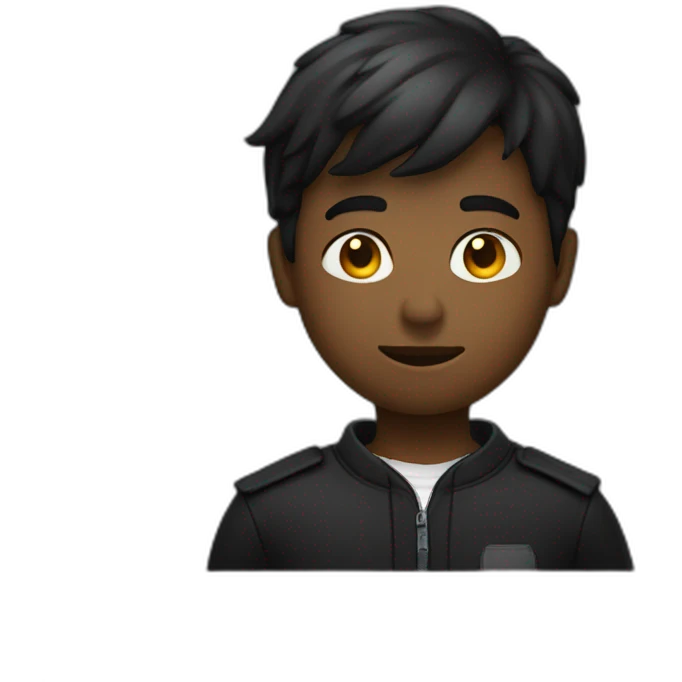 Un garçon cagoulé en noir emoji