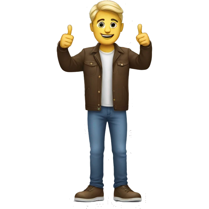 A person standing with two thumbs up emoji