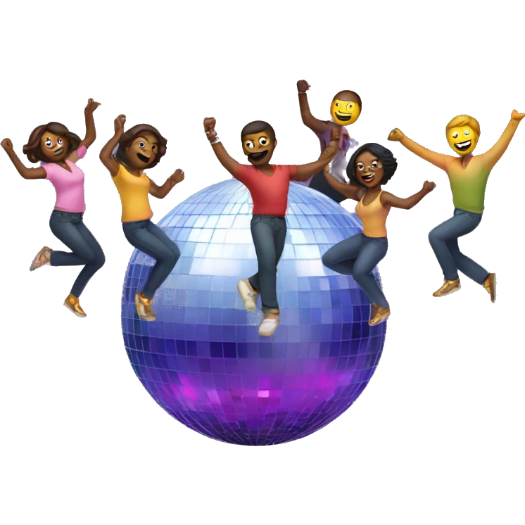 People dancing on a disco ball emoji