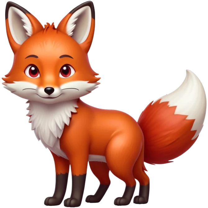 cinematic-noble [fox]-realistic-full-body-standing on all fours-emoji,-tail-tucked-close,-head-tilted-dramatically,-fox-[red]-fur,-simplified-yet-realistic-focused-features,-highly-detailed,-glowing-with-an-almost-sarcastic-glow  expressive eyes emoji