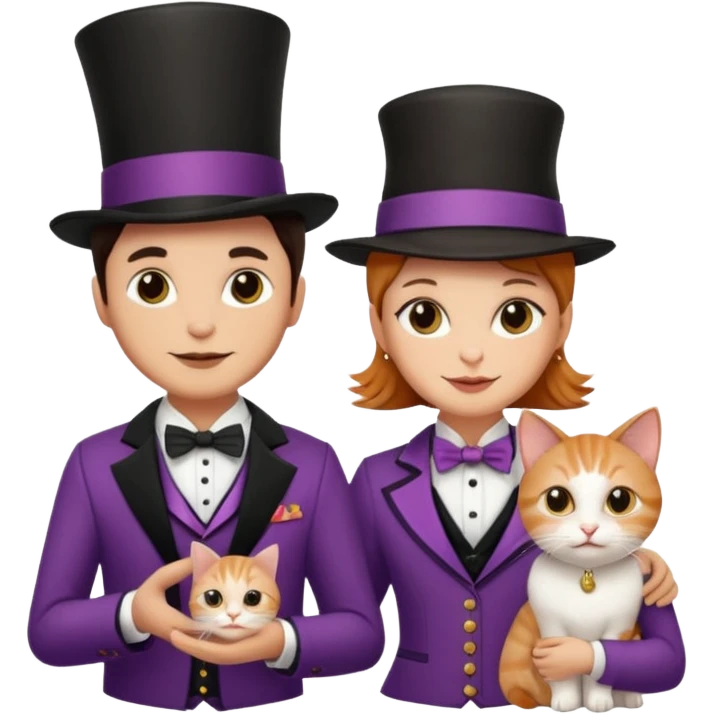 magician couple and their pet cat emoji