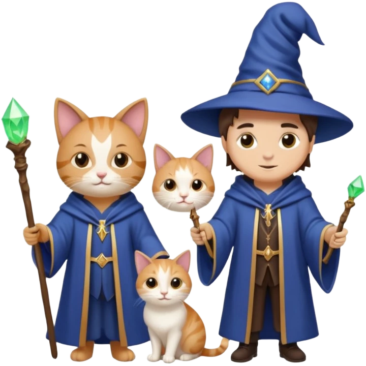 magician couple and their pet cat emoji