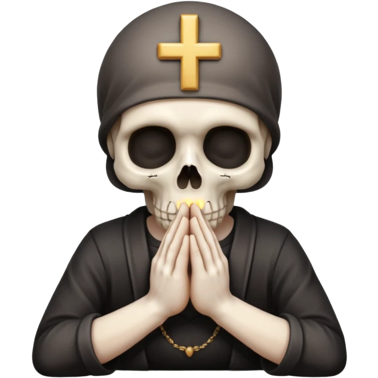 skull with hands together in prayer, minimal emoji emoji