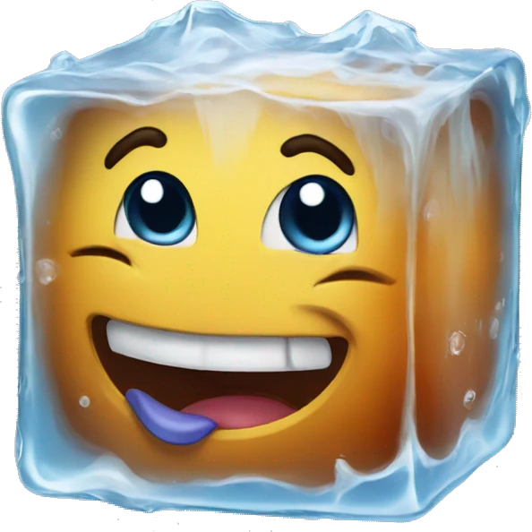 Ice cube mewing emoji