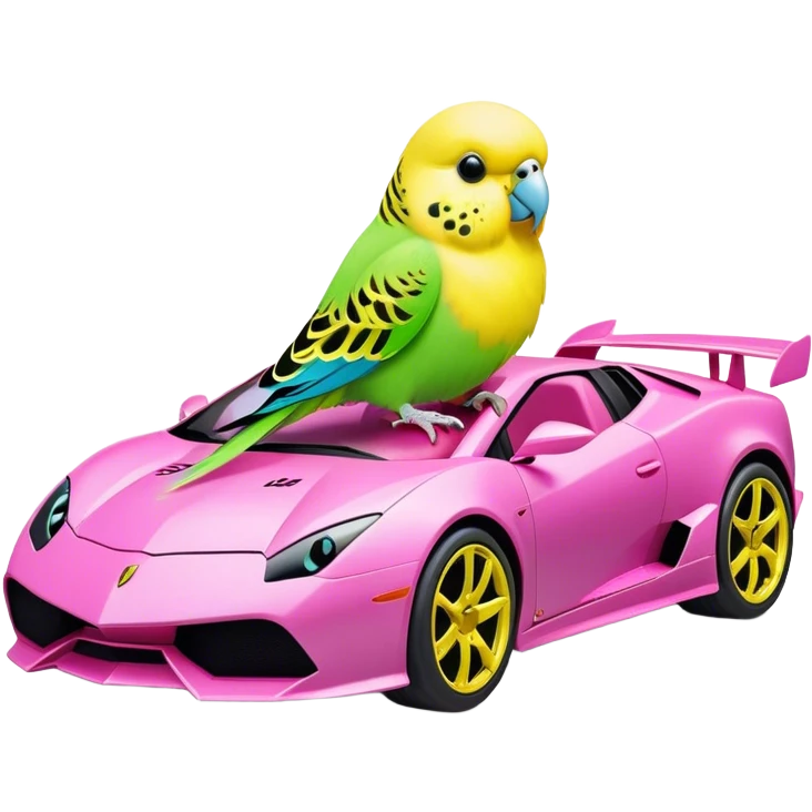 budgie on lamborghini pink emoji