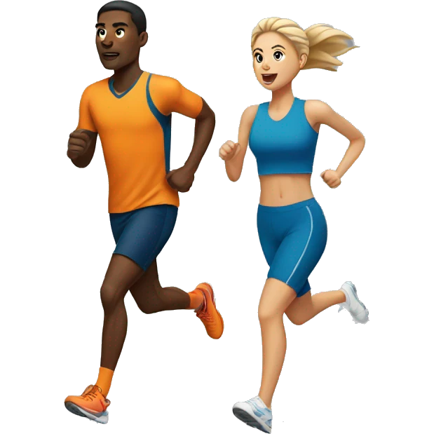 Sports man and woman run  emoji