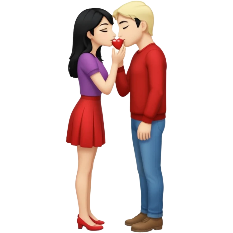 couple kissing black hair man blonde woman full body emoji