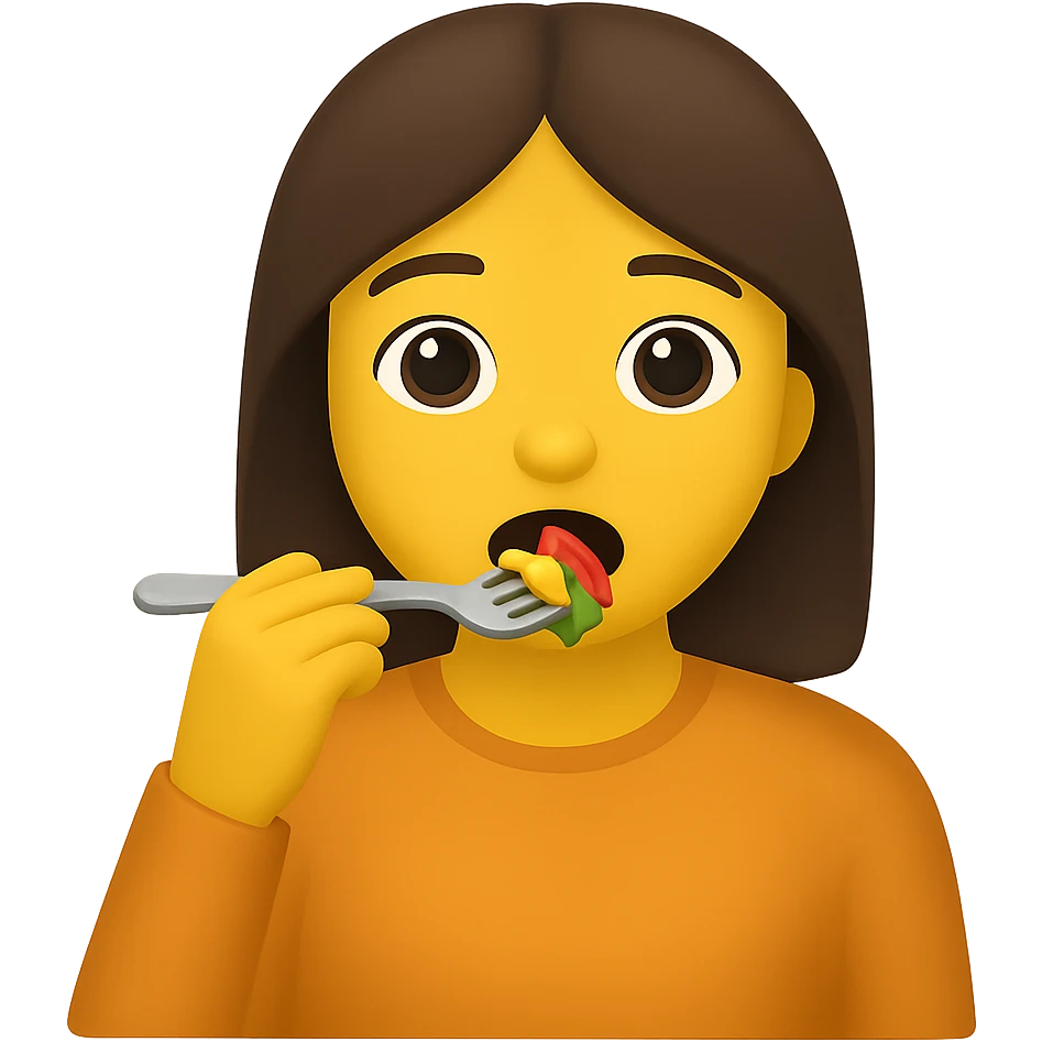 emoji stile iphone di una donna che mangia emoji