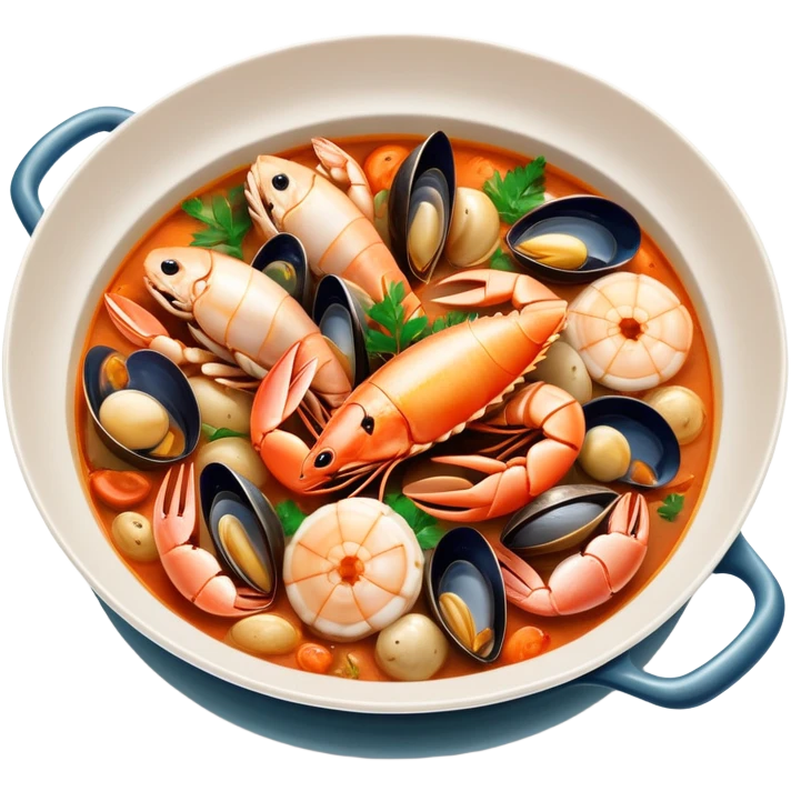 cinematic-realistic-buzara-seafood-dish-emoji,-depicted-as-a-rustic,-flavorful-seafood-stew-with-shellfish-rendered-with-rich-textures-and-dynamic,-maritime-lighting. emoji