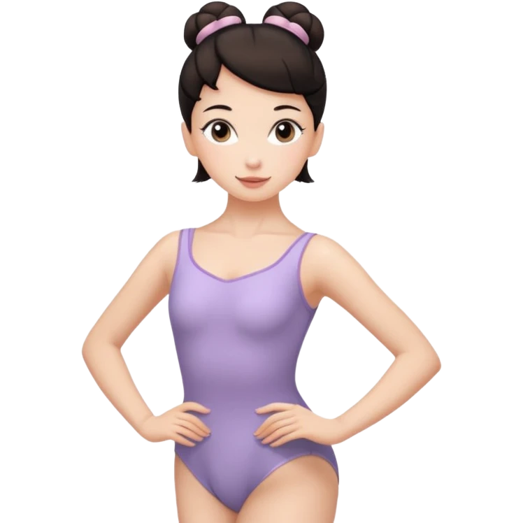 white girl with one ballet bun, dark hair,  emoji