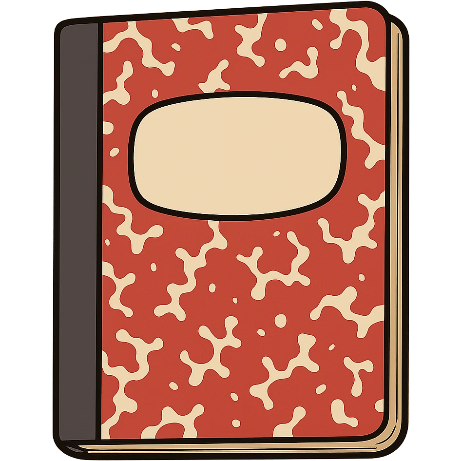 Red and white marbled cover notebook journal cover, blank emoji