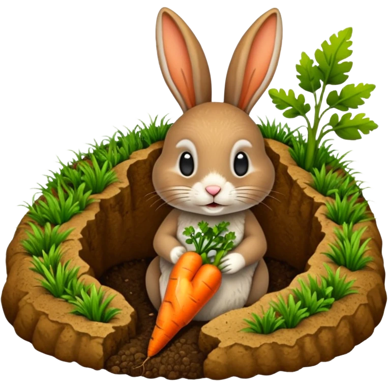 Rabbit burrow, carrot outside emoji
