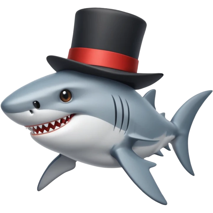 Shark with a top hat emoji