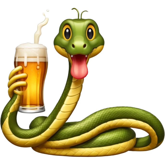 a snake with a glas of beer emoji