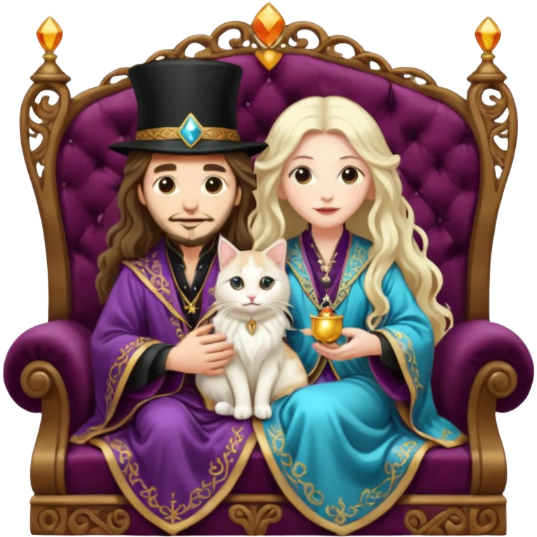 LonfGmagician couple and their pet cat emoji