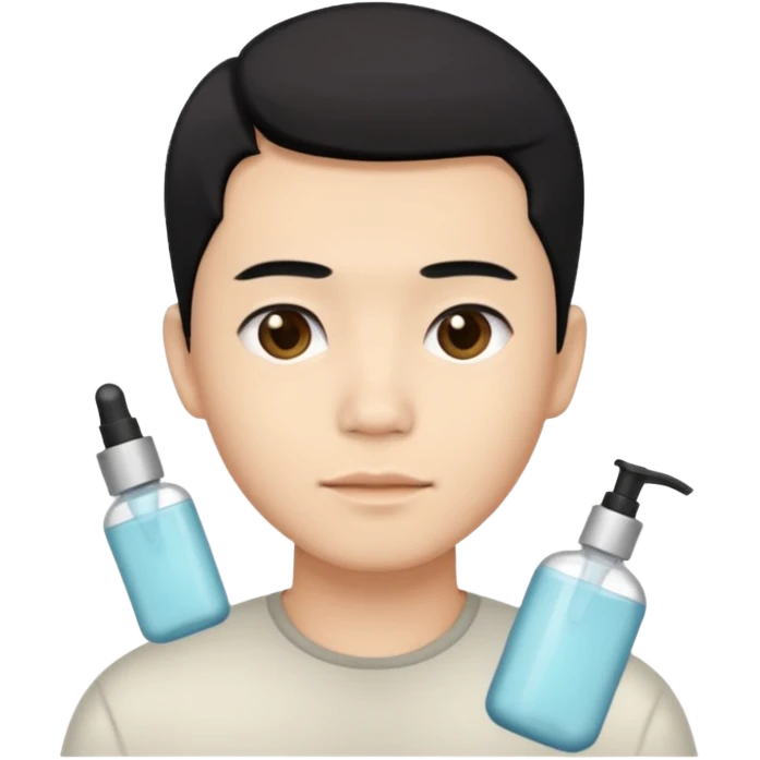 chinese man doing skincare with a faded haircut black hair emoji