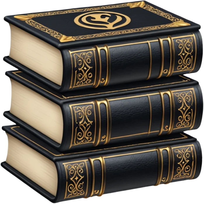 5 black gothic books on top emoji