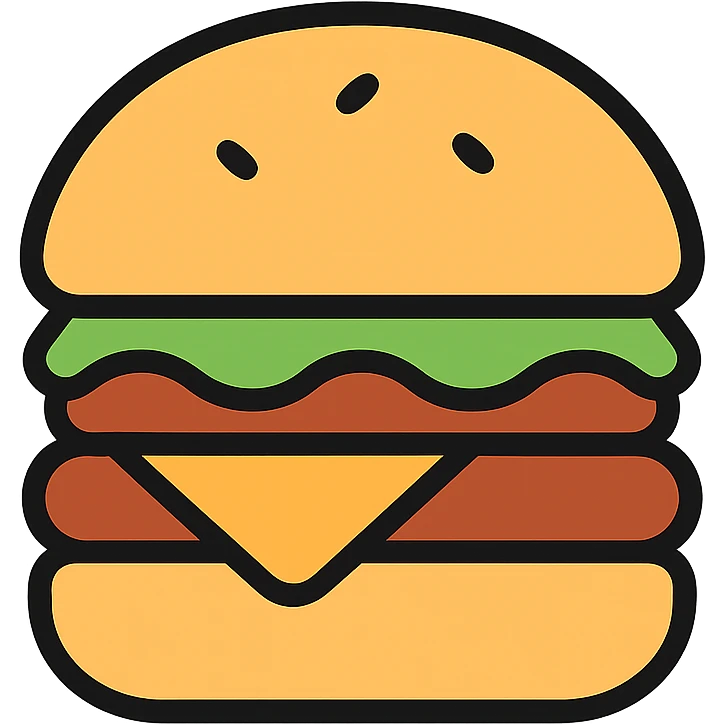 burger icon, simple icon style, clean lines, minimal details emoji