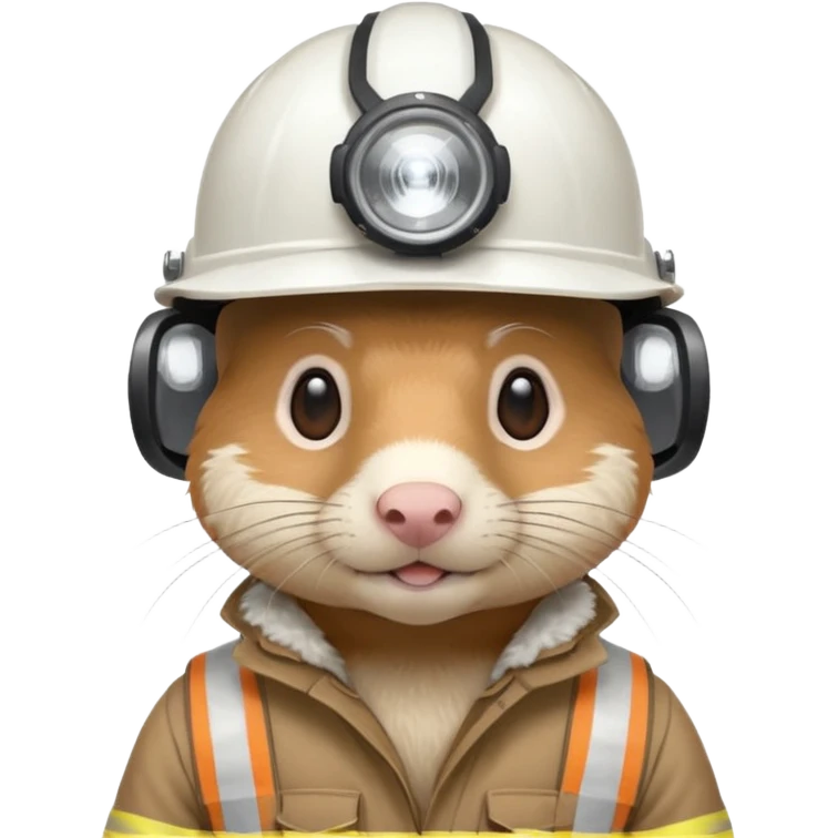 a mole rat, white helmet, headlamp, worker cloth emoji