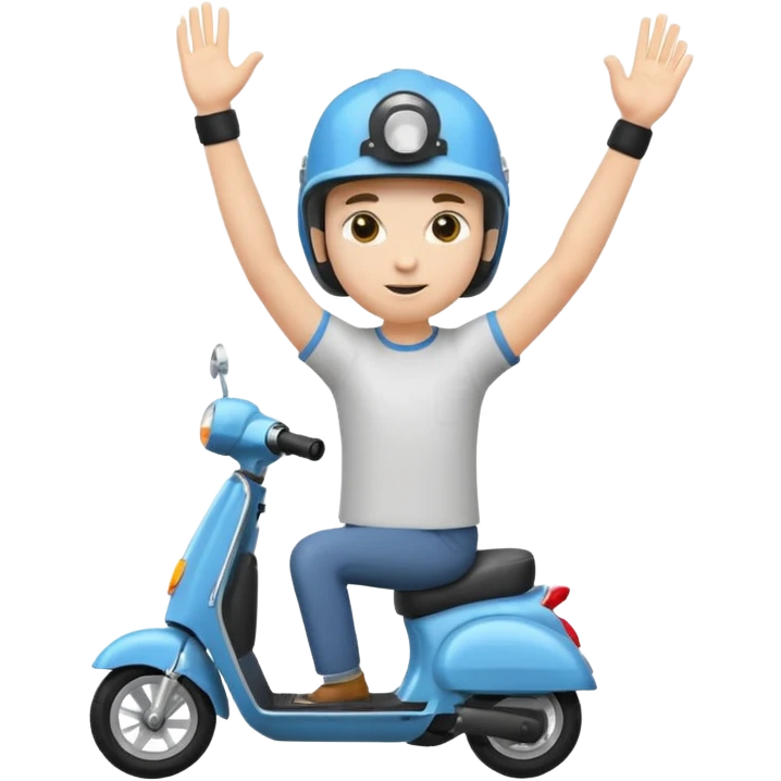 человек на самокате с поднятой рукой emoji
