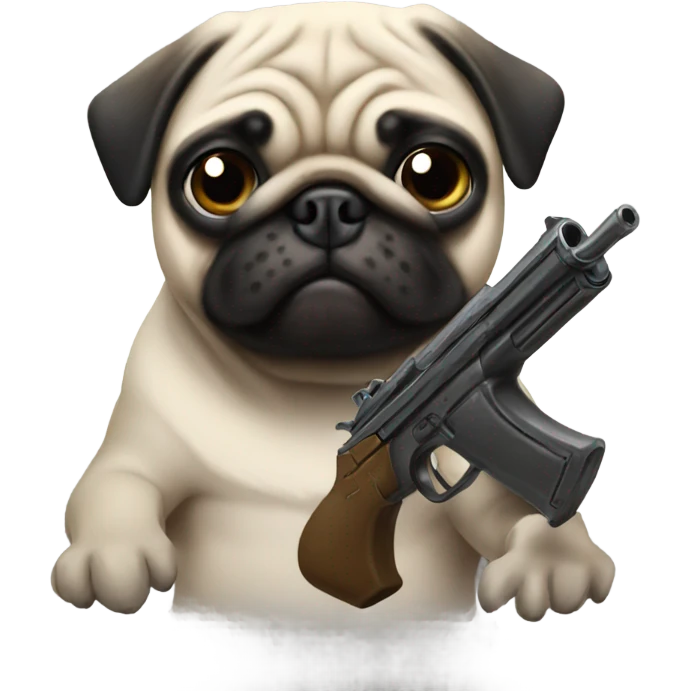 Pug with guns emoji