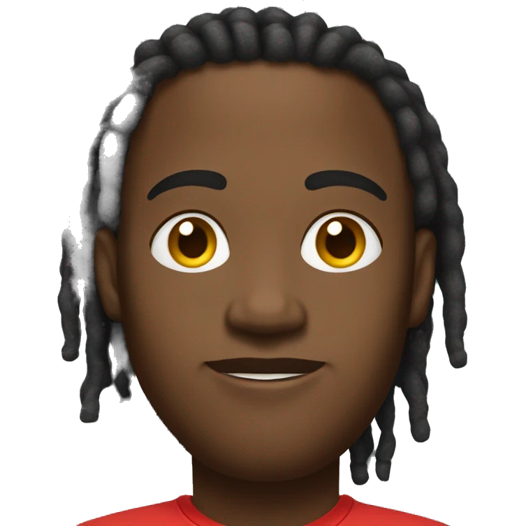 Black man with short twist dreads in a red sweatshirt with slightly chubby face  emoji