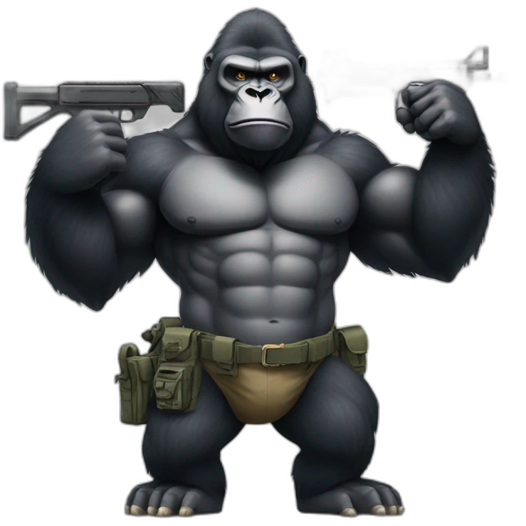 Big Buff Gorilla holding an AR-15 gun emoji