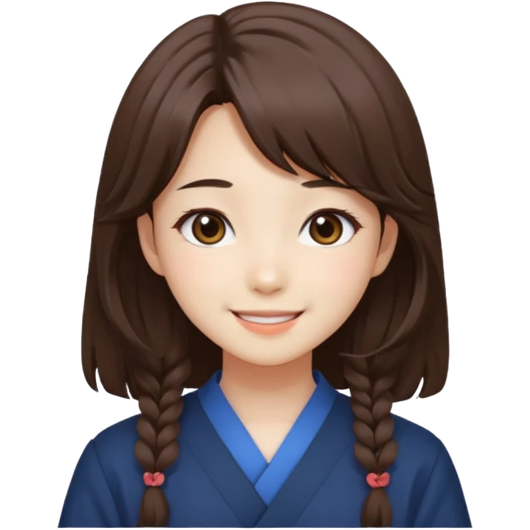 Korean girl with medium hair anime emoji