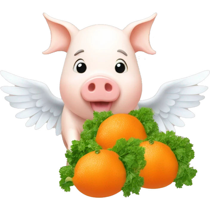 Orange and white quinea pig with wings eating parsley  emoji