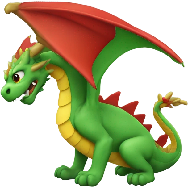  graoully dragon, green body and red back and green / yellow wings emoji