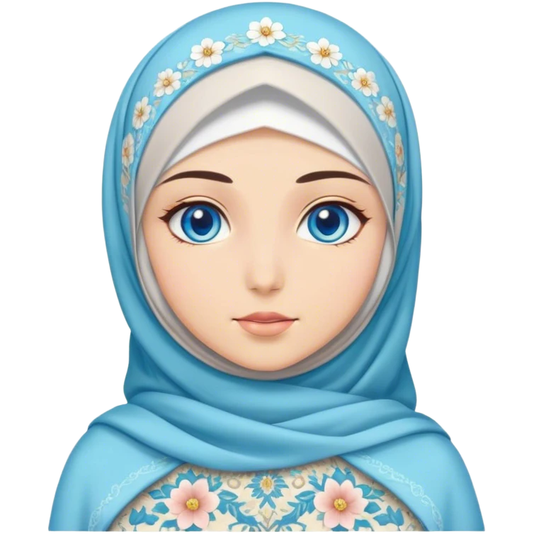 Turkish beautiful finish Konya girl blue eyes with hijab and blooming dress emoji