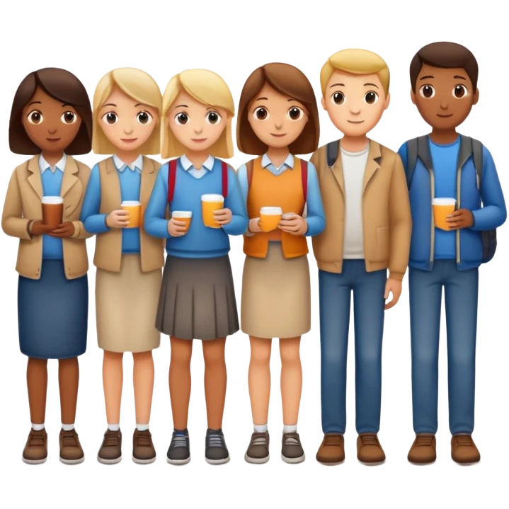 people standing in line of a school canteen emoji