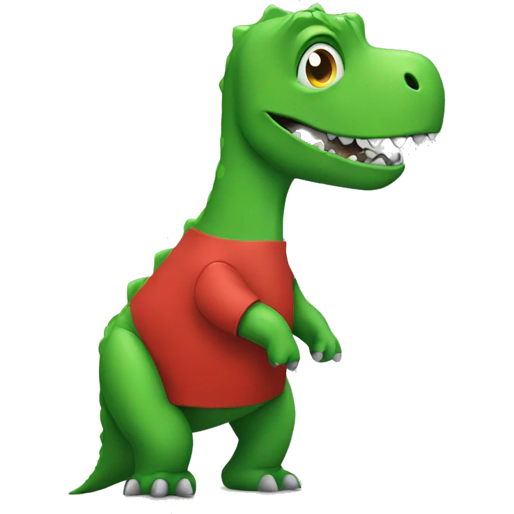 green dinosaur wearing a red t-shirt emoji