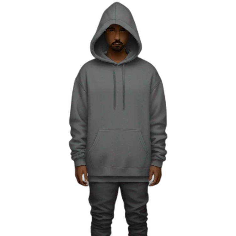 Yeezy hoodie oversized dark grey emoji