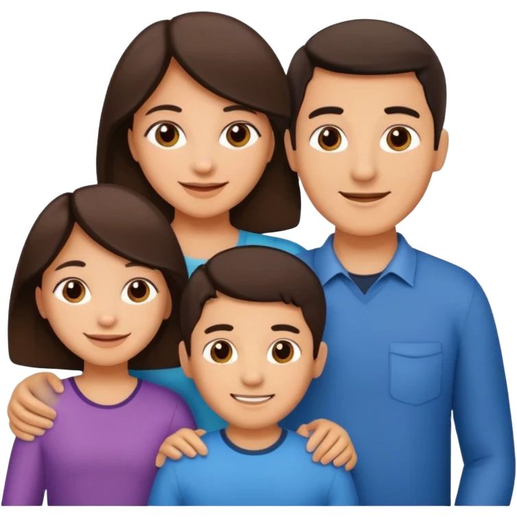 Hispanic family of five: mom and dad in back, three kids in front (two boys and one girl, girl in the middle) emoji
