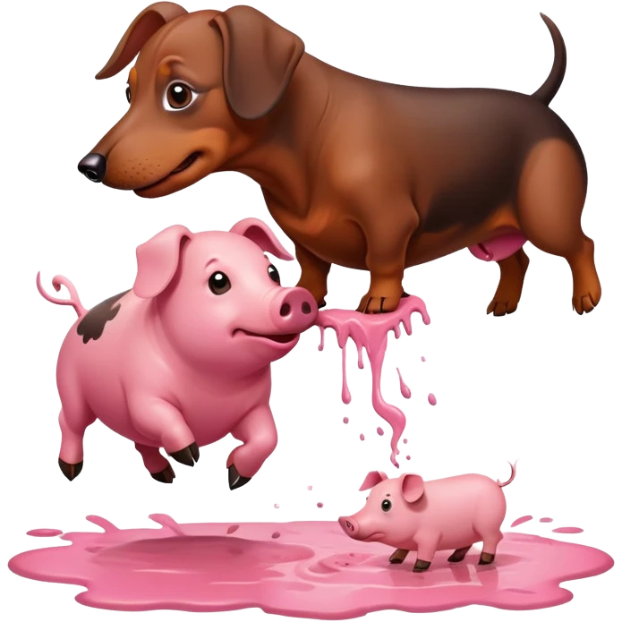 dachshund fighting a pig emoji