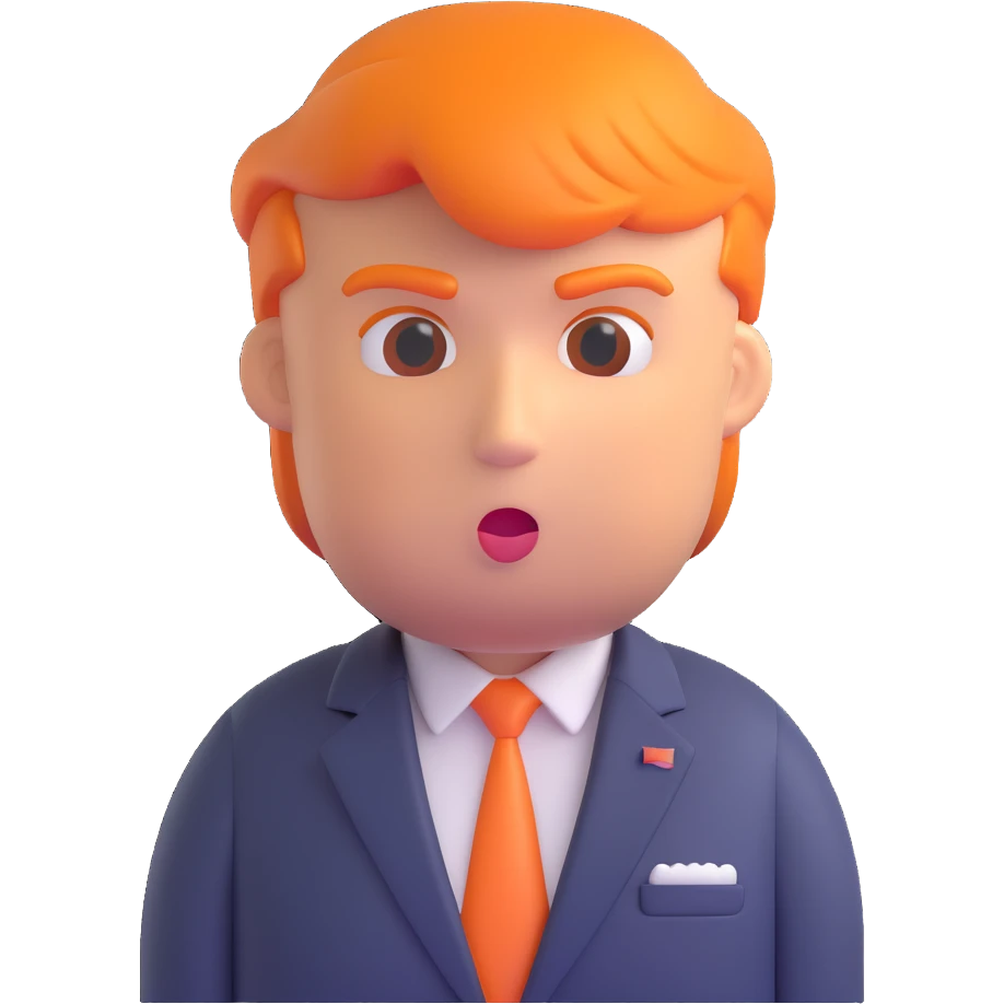 Donald Trump 3D emoji style, orange hair, suit, no text emoji
