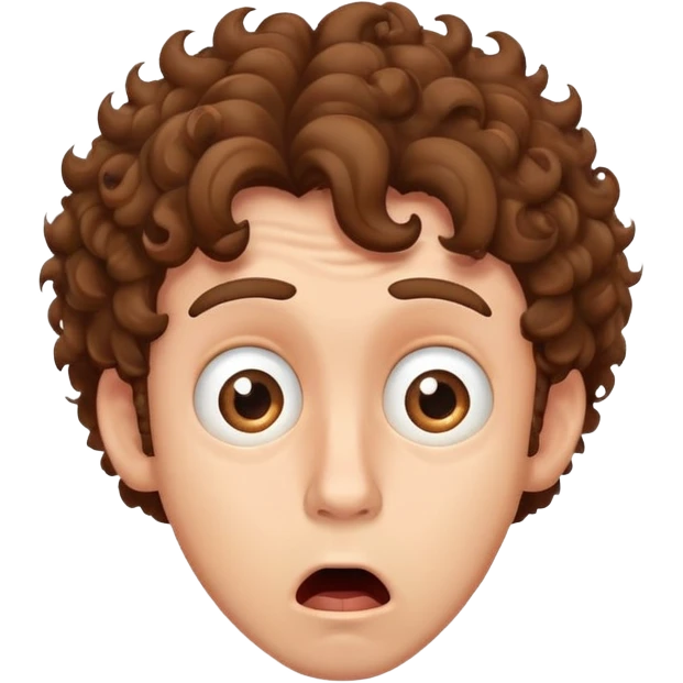 shocked striking man with brown curly hair emoji
