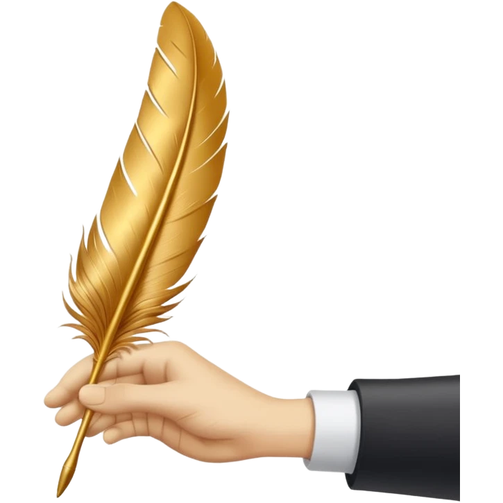 3D perspective hand holding with Premium golden ink feather emoji