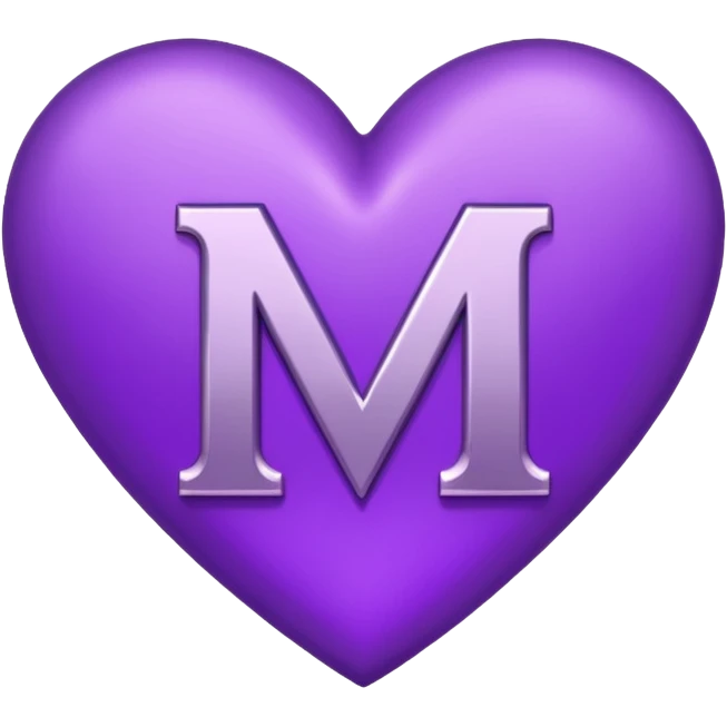 The letter M inside of a Purple Heart  emoji