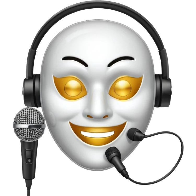 smiling mask with a microphone emoji